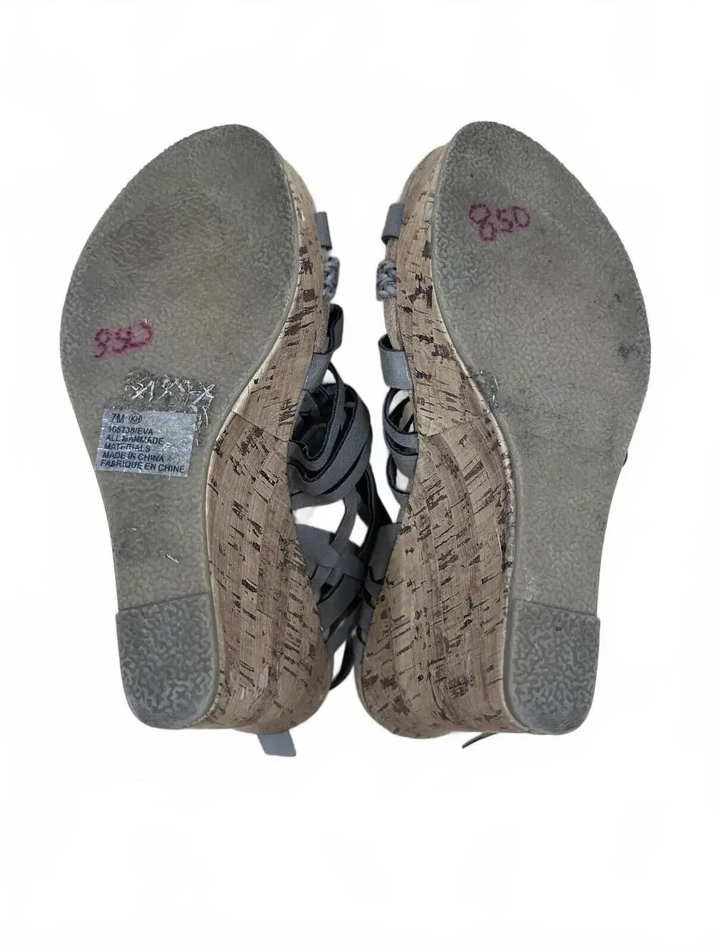 Y2K‎ Boho Festival maurices Gray Braided Cork Wedge Sandals
